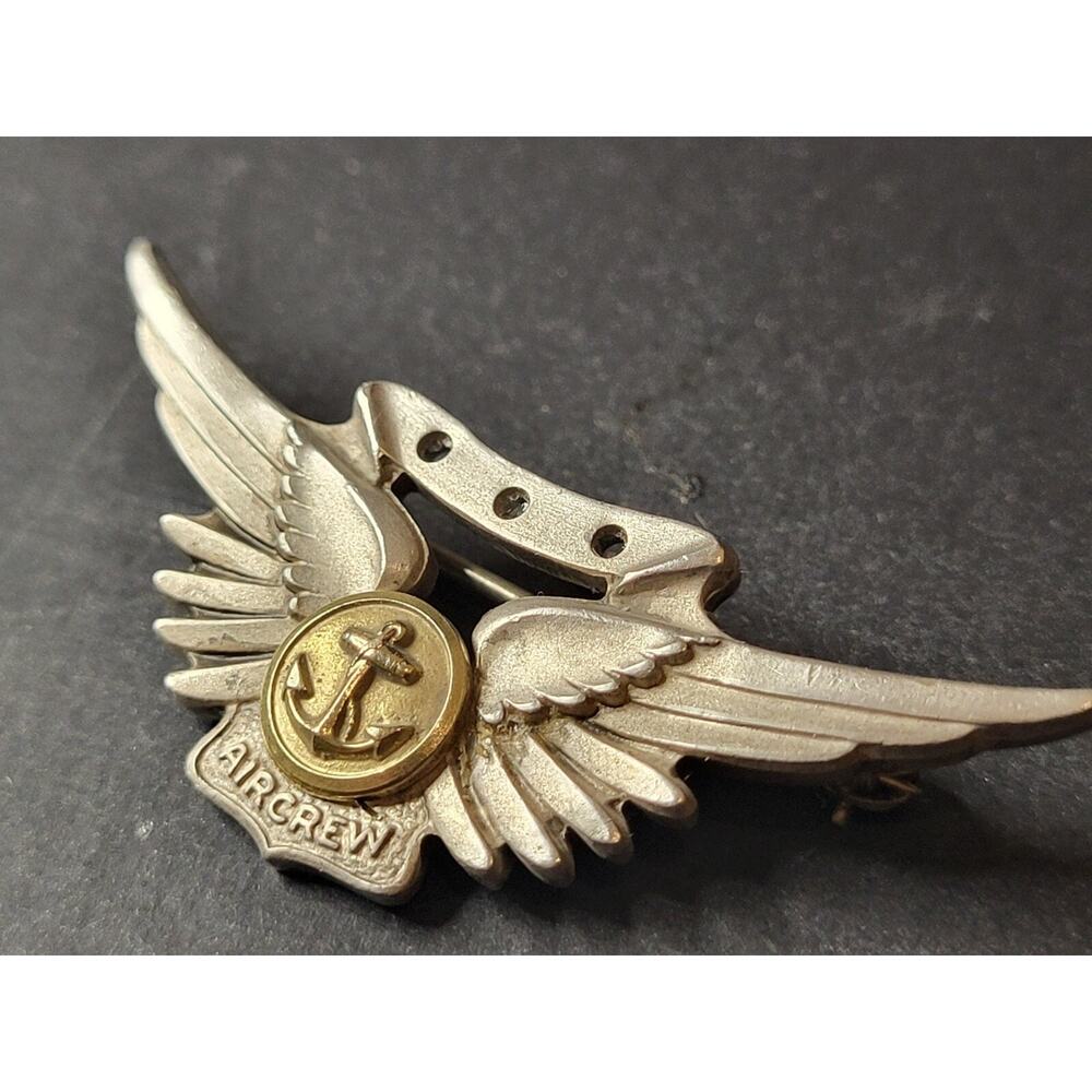 Collectable US Navy Vintage Sterling Silver Aircrew Lapel Pin Badge Brooch Amico